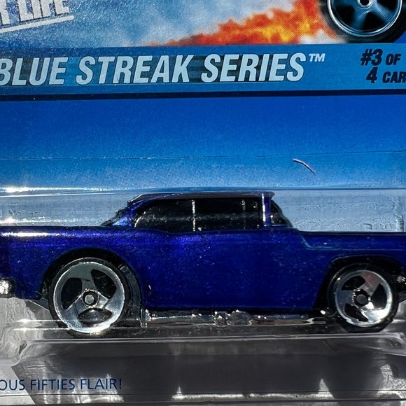 1997 Hot Wheels '55 CHEVY BEL AIR #575 Blue Streak Series 1:64 Scale - Picture 1 of 5
